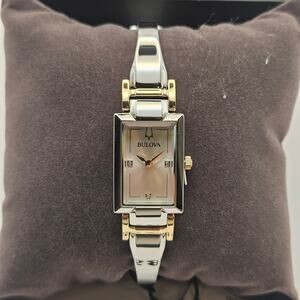 BULOVA WOMEN'S WATCH CLASSIC DIAMOND 2 TONE STAINLESS STEEL QUARTZ NIB 98P229